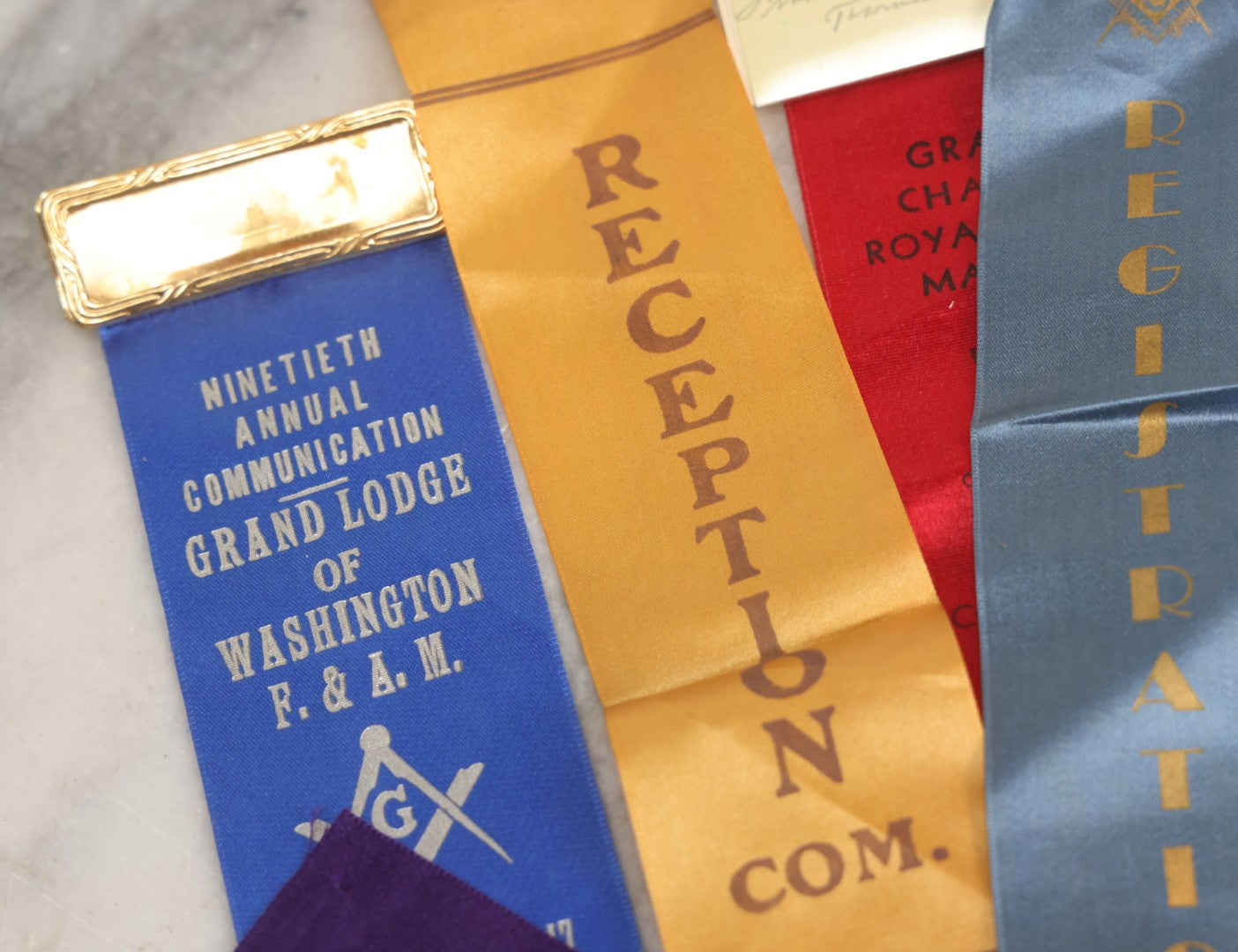 Lot 126 - Grouping Of Sixteen Vintage Freemasons Masonic Ribbons And Badges, Mostly From Grand Lodge Of Washington, Circa 1930-1950