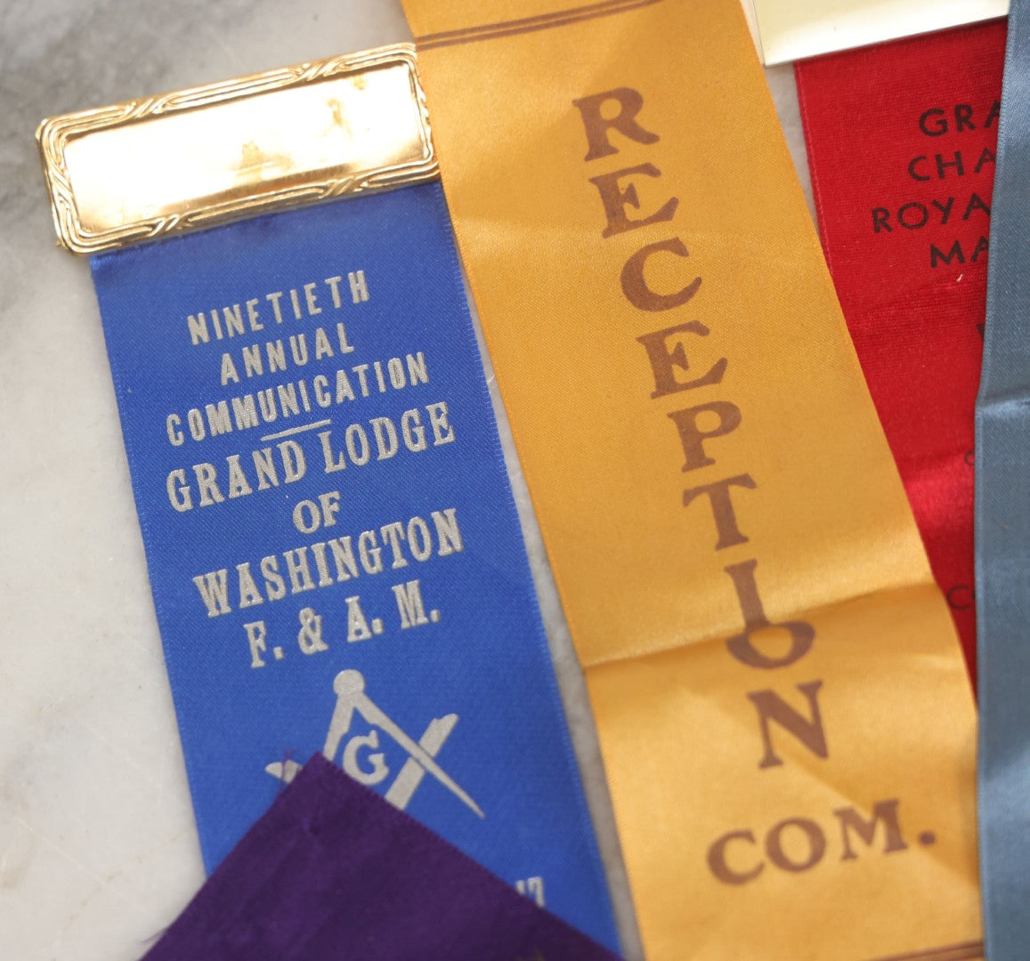 Lot 126 - Grouping Of Sixteen Vintage Freemasons Masonic Ribbons And Badges, Mostly From Grand Lodge Of Washington, Circa 1930-1950