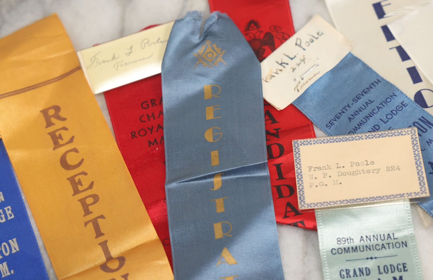 Lot 126 - Grouping Of Sixteen Vintage Freemasons Masonic Ribbons And Badges, Mostly From Grand Lodge Of Washington, Circa 1930-1950