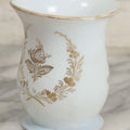 Lot 133 - Vintage Hand Blown White Glass Cream Vessel With Gold Painted Details, Note Chip At Base