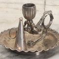 Lot 008 - Antique Silverplate Figural Candle Stand With Genie Motif, Manufactured By Wilcox Silverplate, No. 2731, Meriden, Connecticut, With Original Candle Snuffer