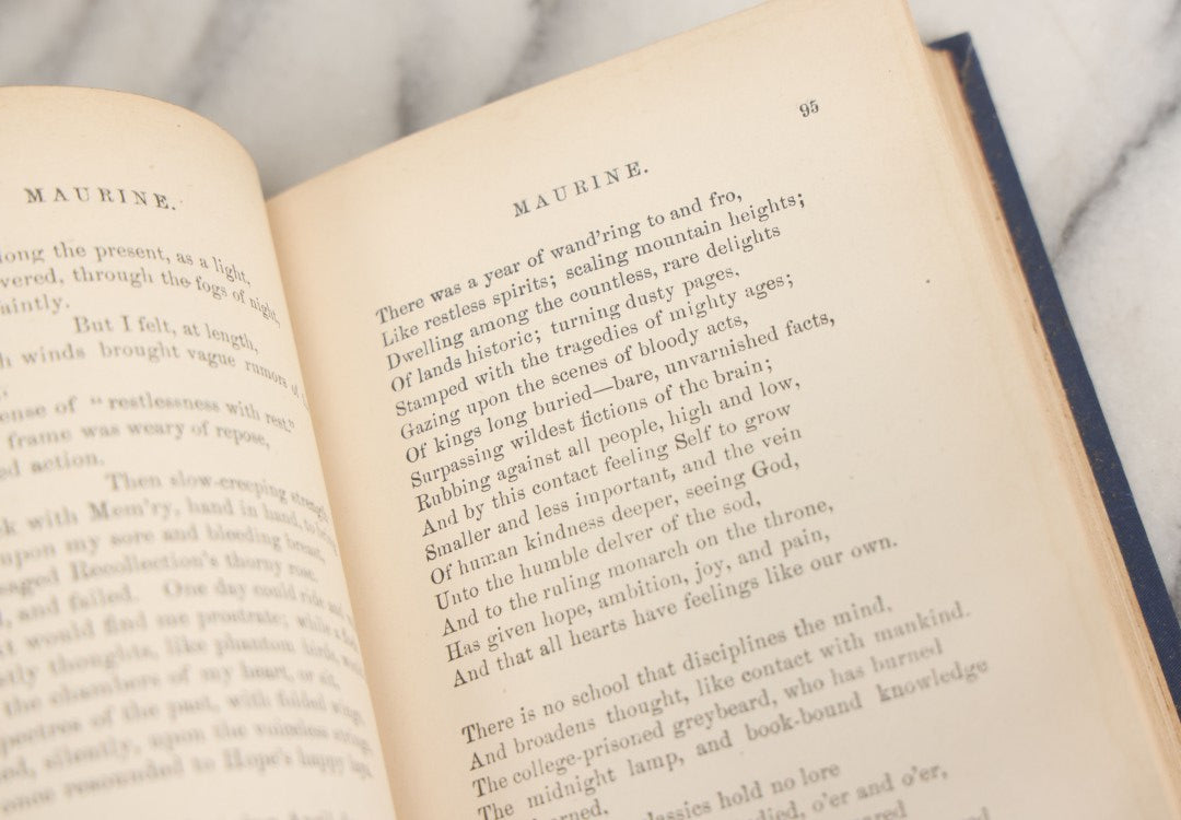 Lot 141 - "Maurine And Other Poems" Antique Poetry Book By Ella Wheeler, W.B. Conkey Company, Chicago, Publishers, 1888, With Blue Cover And Gold Embossed Decorations