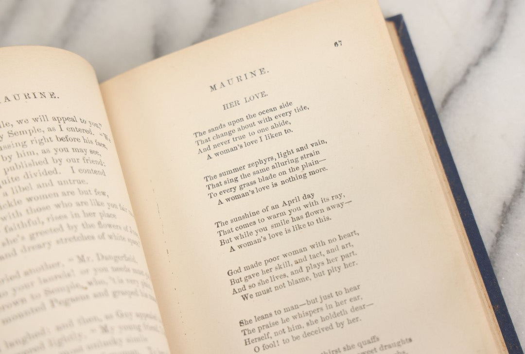 Lot 141 - "Maurine And Other Poems" Antique Poetry Book By Ella Wheeler, W.B. Conkey Company, Chicago, Publishers, 1888, With Blue Cover And Gold Embossed Decorations