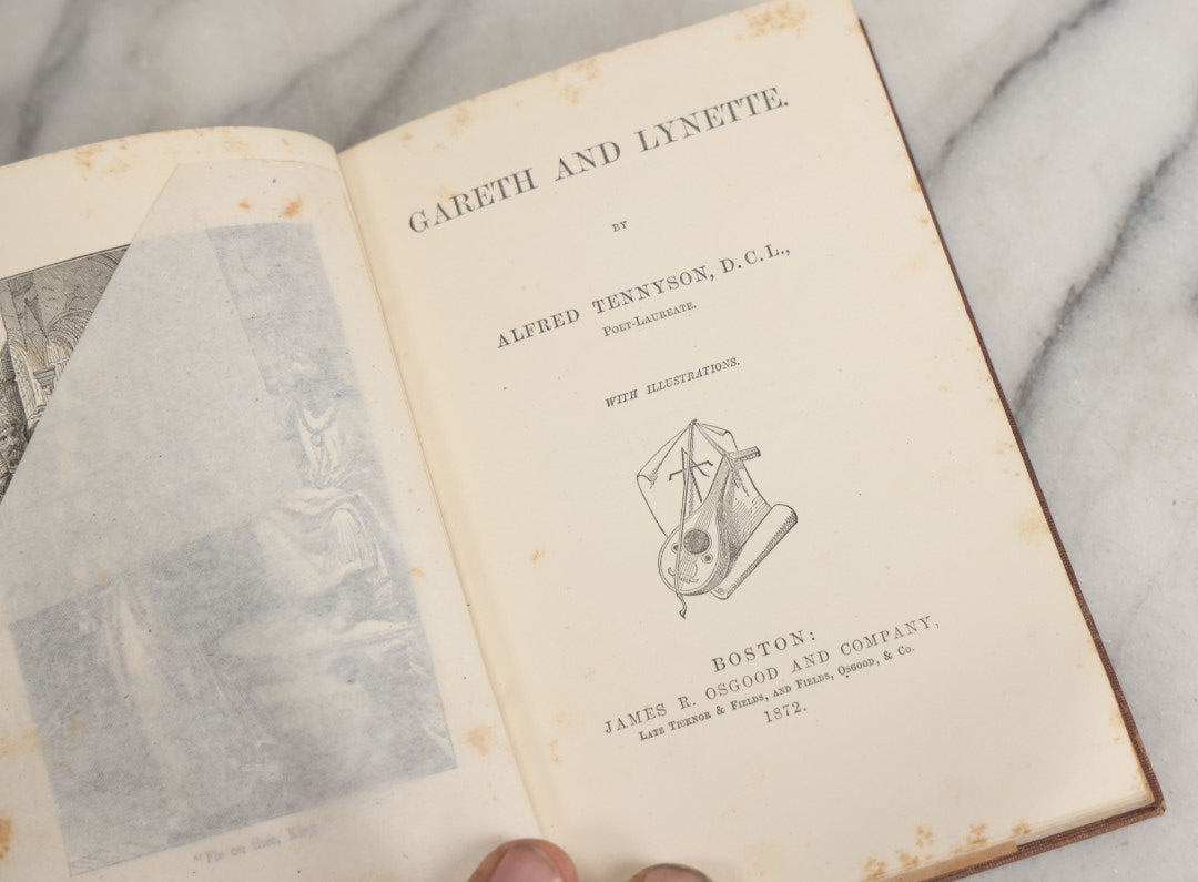 Lot 142 - "Gareth And Lynette" Antique Illustrated Poetry Book By Alfred Tennyson, James R. Osgood And Company, Publishers, Boston, 1872, Author's Edition