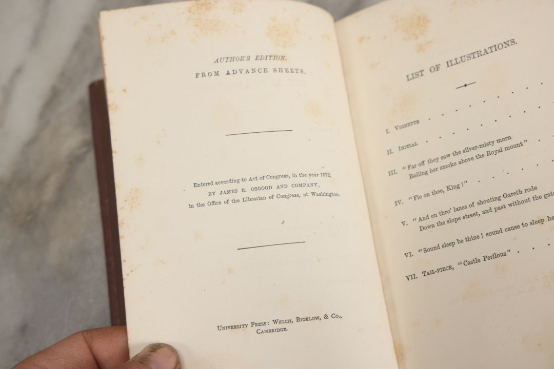 Lot 142 - "Gareth And Lynette" Antique Illustrated Poetry Book By Alfred Tennyson, James R. Osgood And Company, Publishers, Boston, 1872, Author's Edition