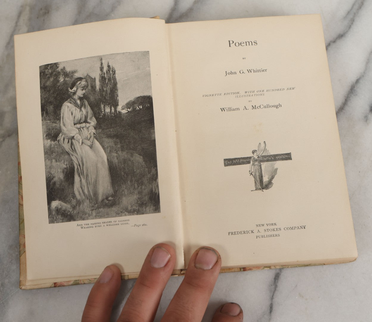 Lot 144 - "Poems" Antique Poetry Book By John G. Whittier, Vignet Edition, With 100 Illustrations By William A. Mccullough, Frederick A. Stokes Company, Publishers, New York, 1893