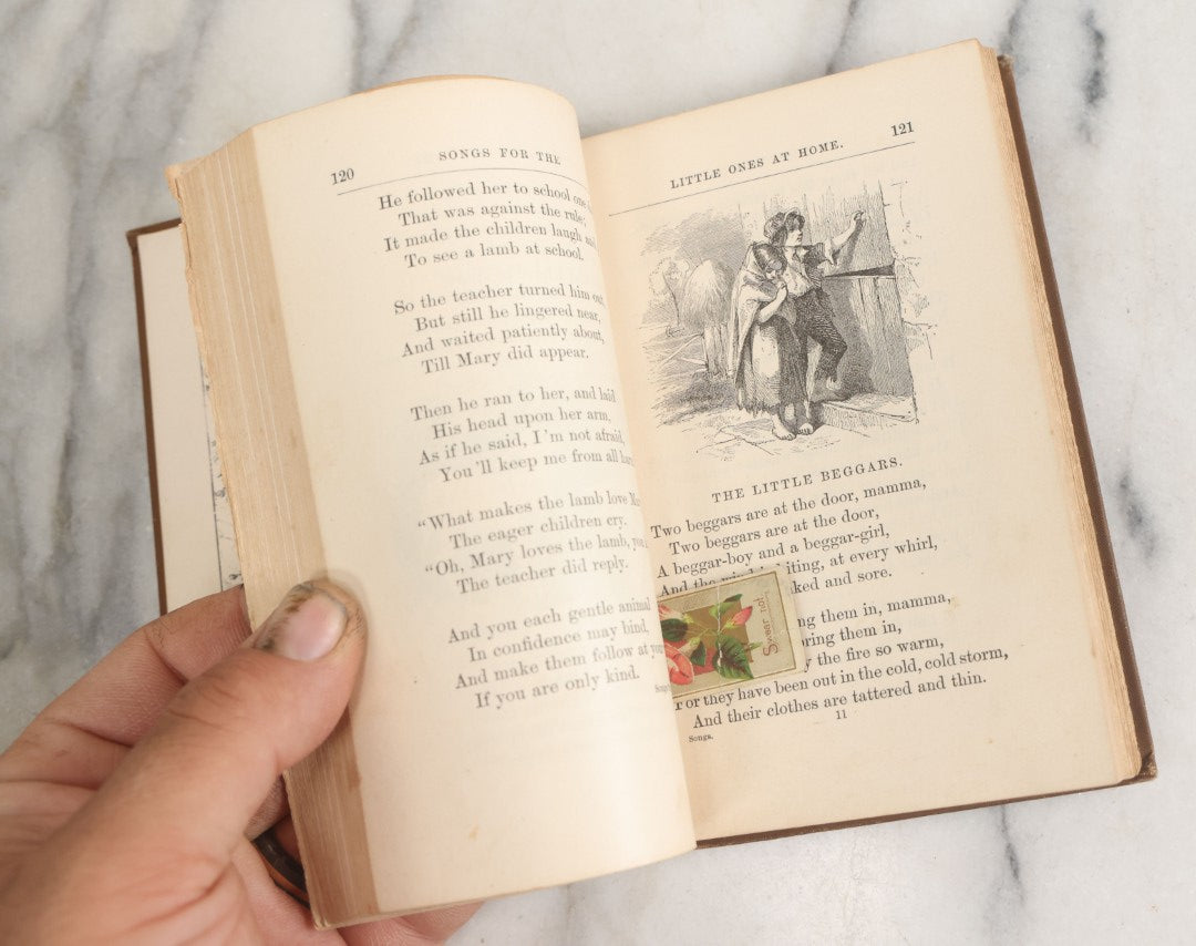Lot 147 - "Songs For The Little Ones At Home" Antique Illustrated Children's Songbook, Copyright 1884, By American Tract Society, New York, Enlarged Edition, Note Cover Page Loose