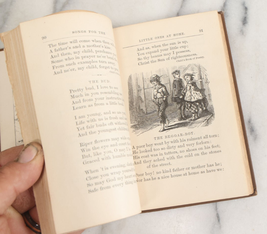Lot 147 - "Songs For The Little Ones At Home" Antique Illustrated Children's Songbook, Copyright 1884, By American Tract Society, New York, Enlarged Edition, Note Cover Page Loose
