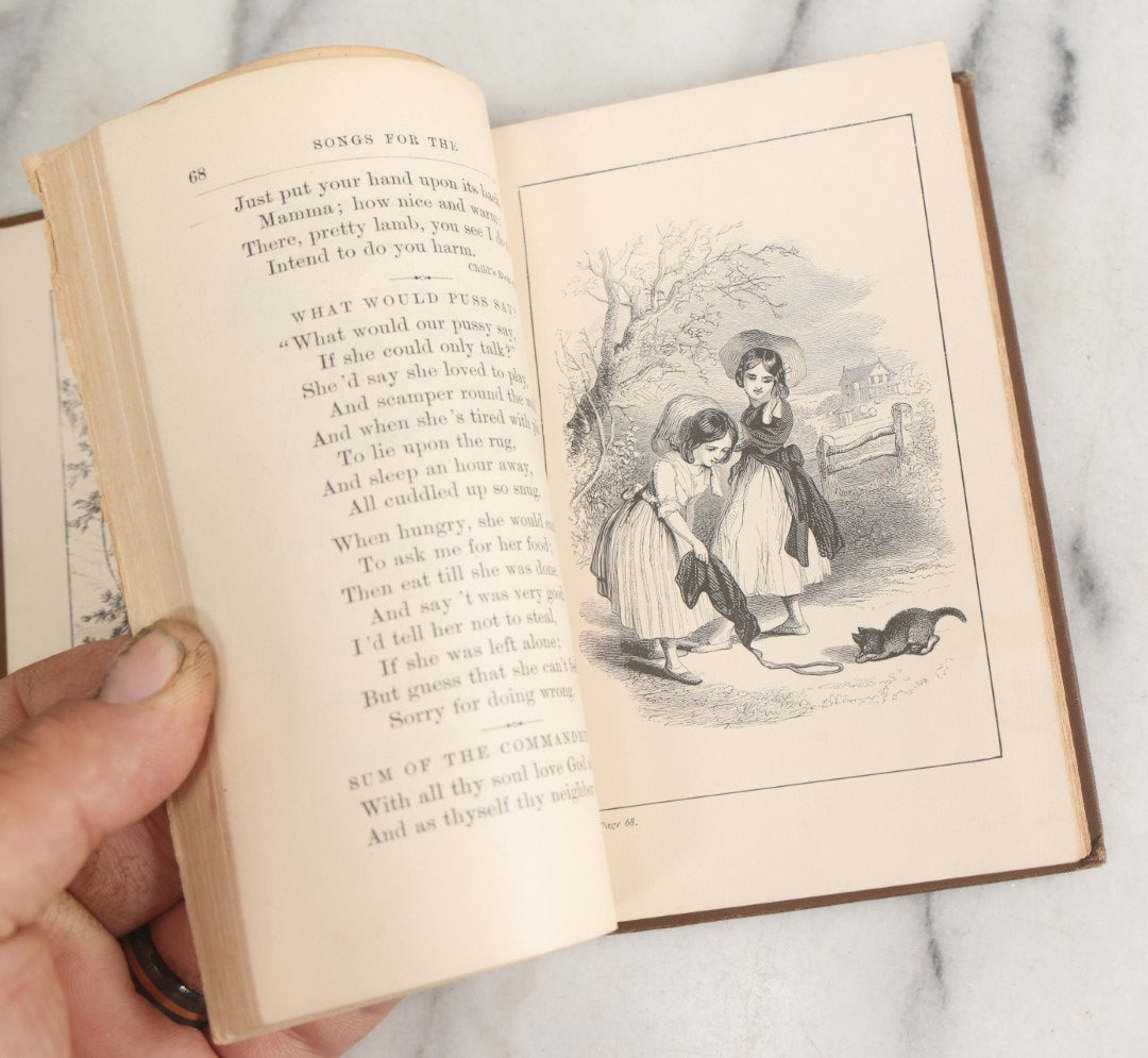 Lot 147 - "Songs For The Little Ones At Home" Antique Illustrated Children's Songbook, Copyright 1884, By American Tract Society, New York, Enlarged Edition, Note Cover Page Loose