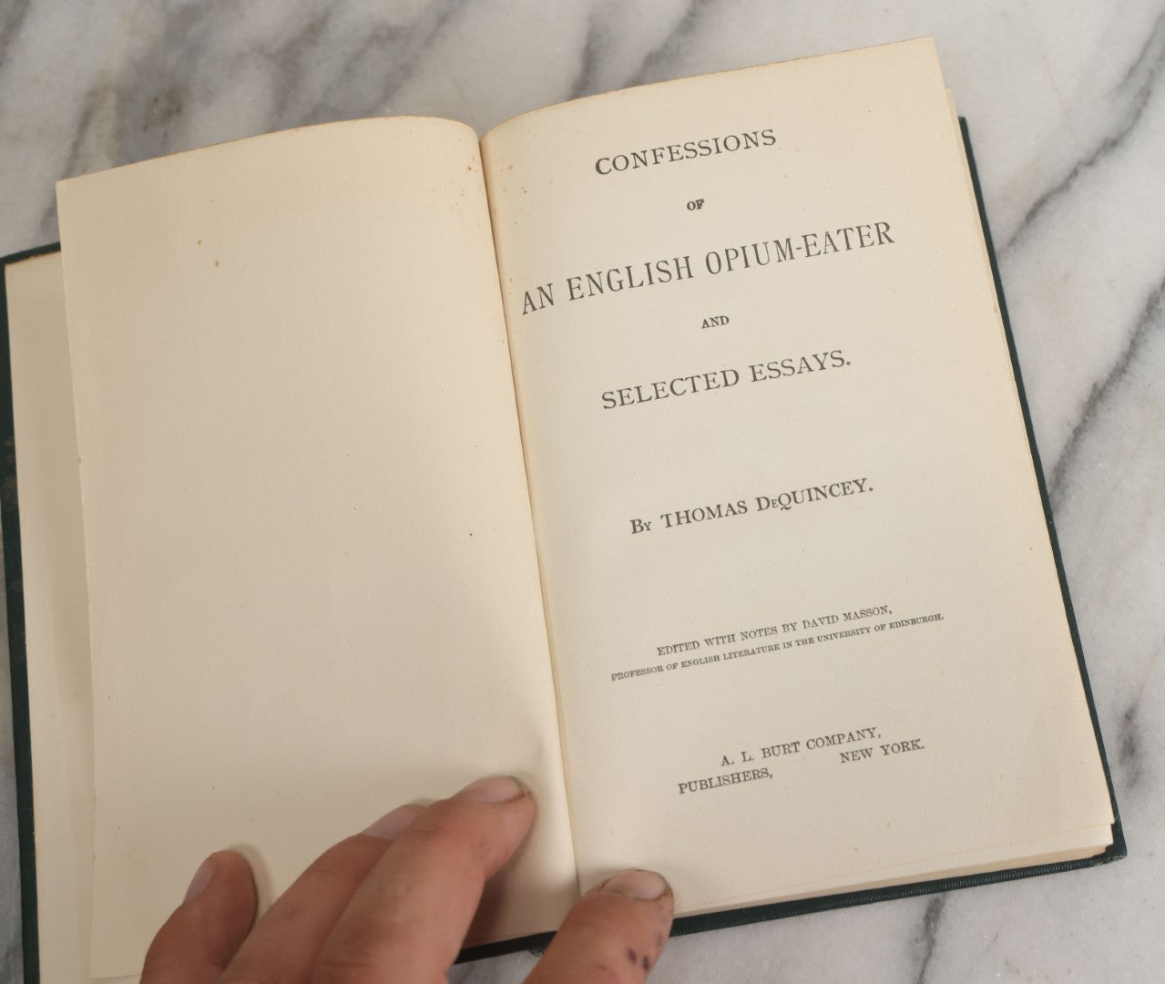Lot 148 - "Confessions Of An English Opium-Eater And Selected Essays" Antique Late Edition Book By Thomas De Quincey, A.L. Burt Company, Publishers, New York, Circa 1900