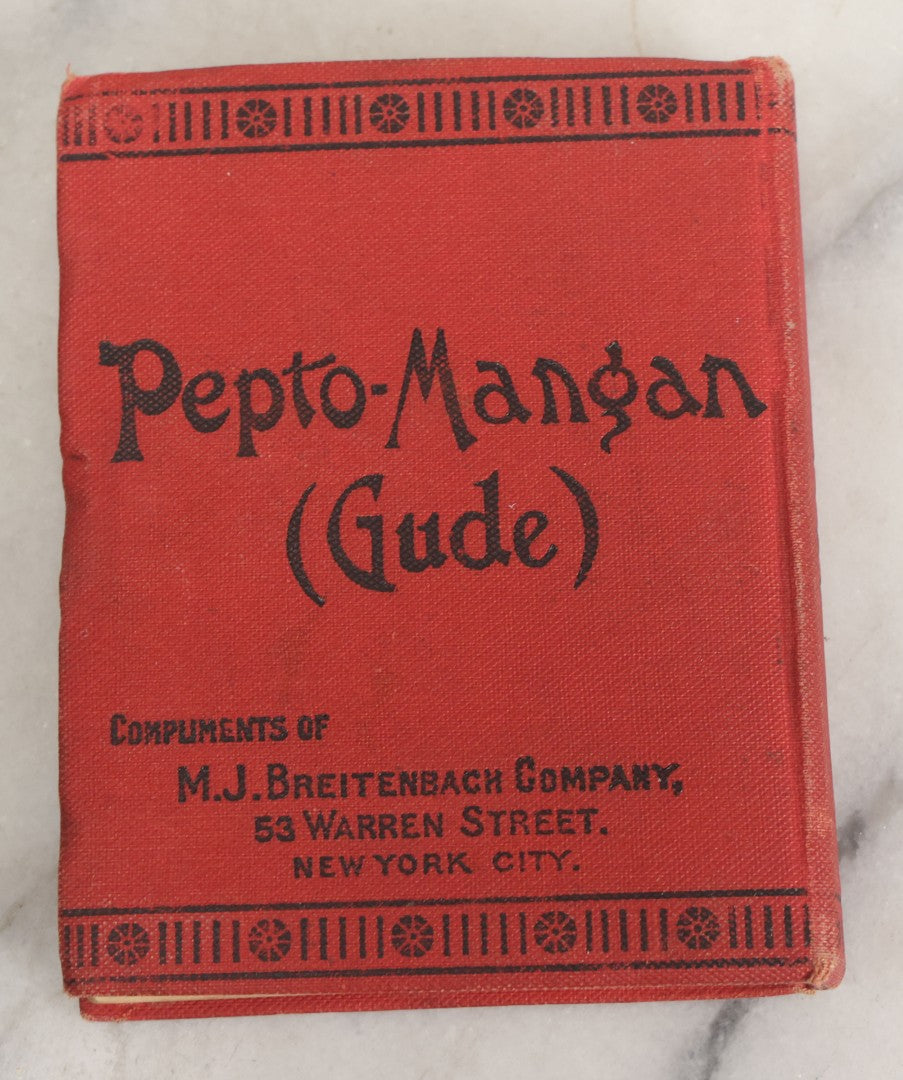 Lot 153 - "Physicians Daily Memorandum For 1911" Antique Doctor's Notebook And Calendar With Handwritten Notes, Advertisement For Pepto-Mangan, Compliments Of M.J. Breitenbach Company, New York City