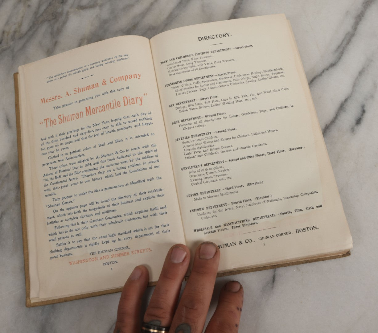 Lot 159 - "The Shuman Mercantile Diary, 1898" Antique Advertising Trade Book And Log Compliments Of A. Shuman & Company, Boston