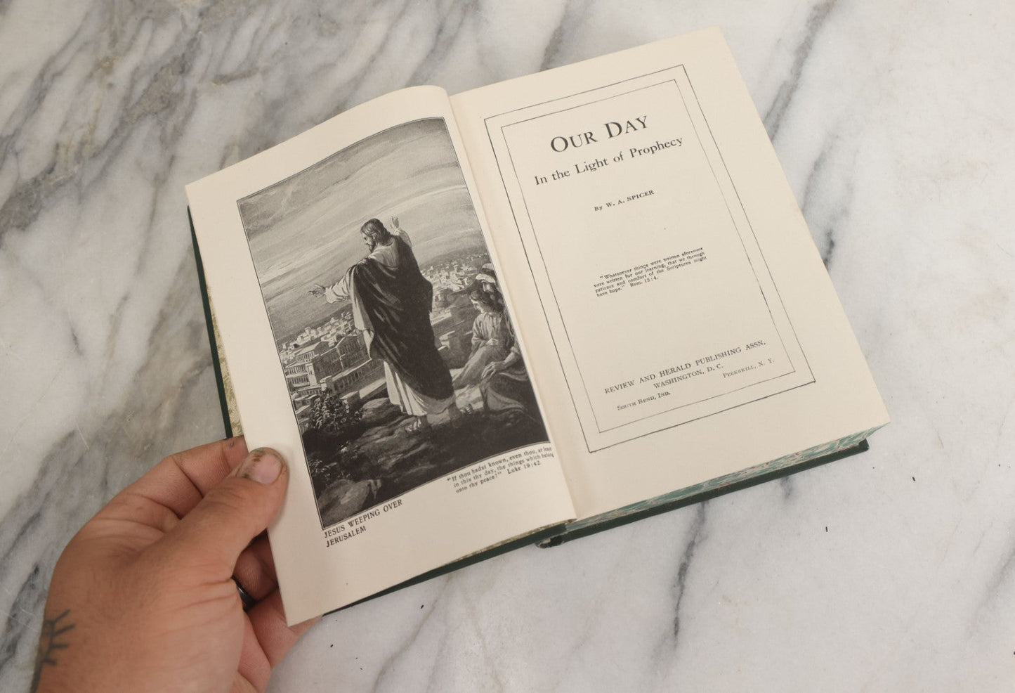 Lot 160 - "Our Day In The Light Of Prophecy" Antique Illustrated Religious Book By W.A. Spicer, Review And Herald Publishing Association, Washington D.C., 1918, Covering Many Aspects Of The Book Of Revelation, Evil, And The End Times