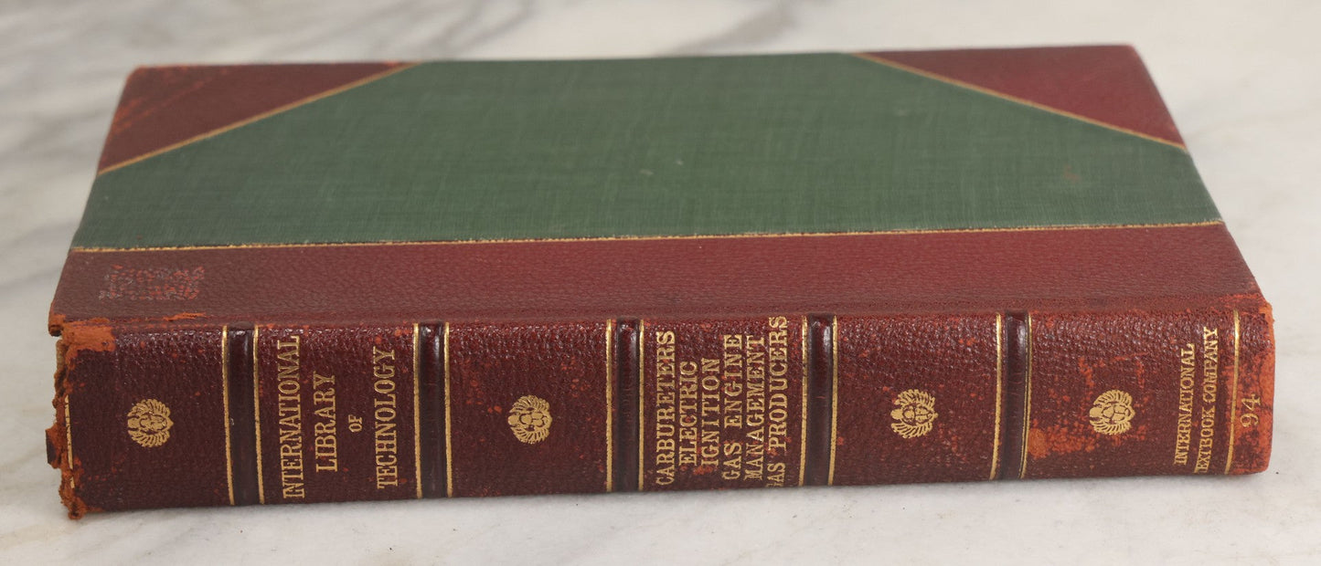 Lot 161 - "International Library Of Technology: Carburetors, Electric Ignition Devices, Automobile And Marine Engine Auxiliaries, [Etc.]" Antique Book With Technical Illustrations And More, Copyright 1907 By International Textbook Company, Scranton