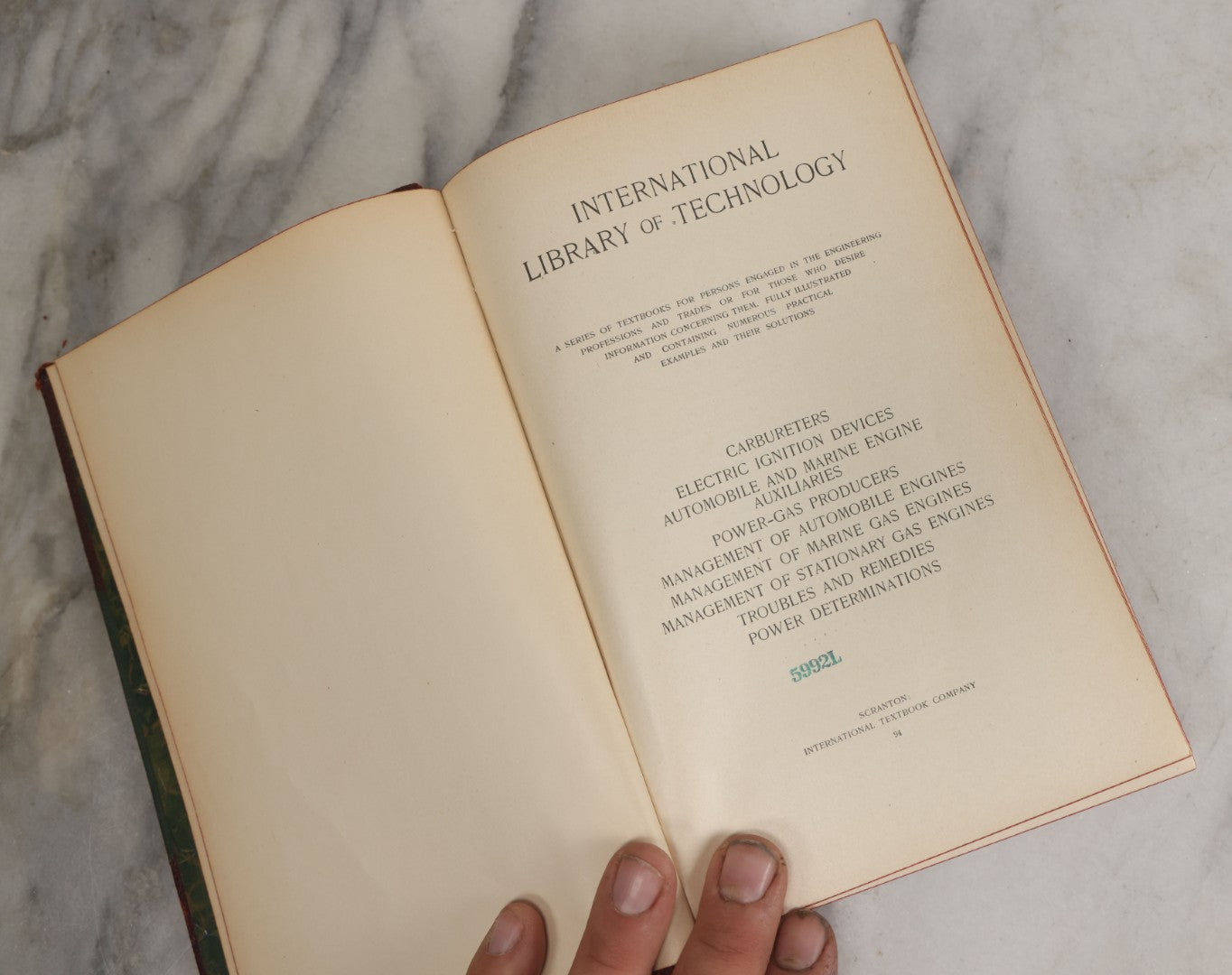 Lot 161 - "International Library Of Technology: Carburetors, Electric Ignition Devices, Automobile And Marine Engine Auxiliaries, [Etc.]" Antique Book With Technical Illustrations And More, Copyright 1907 By International Textbook Company, Scranton
