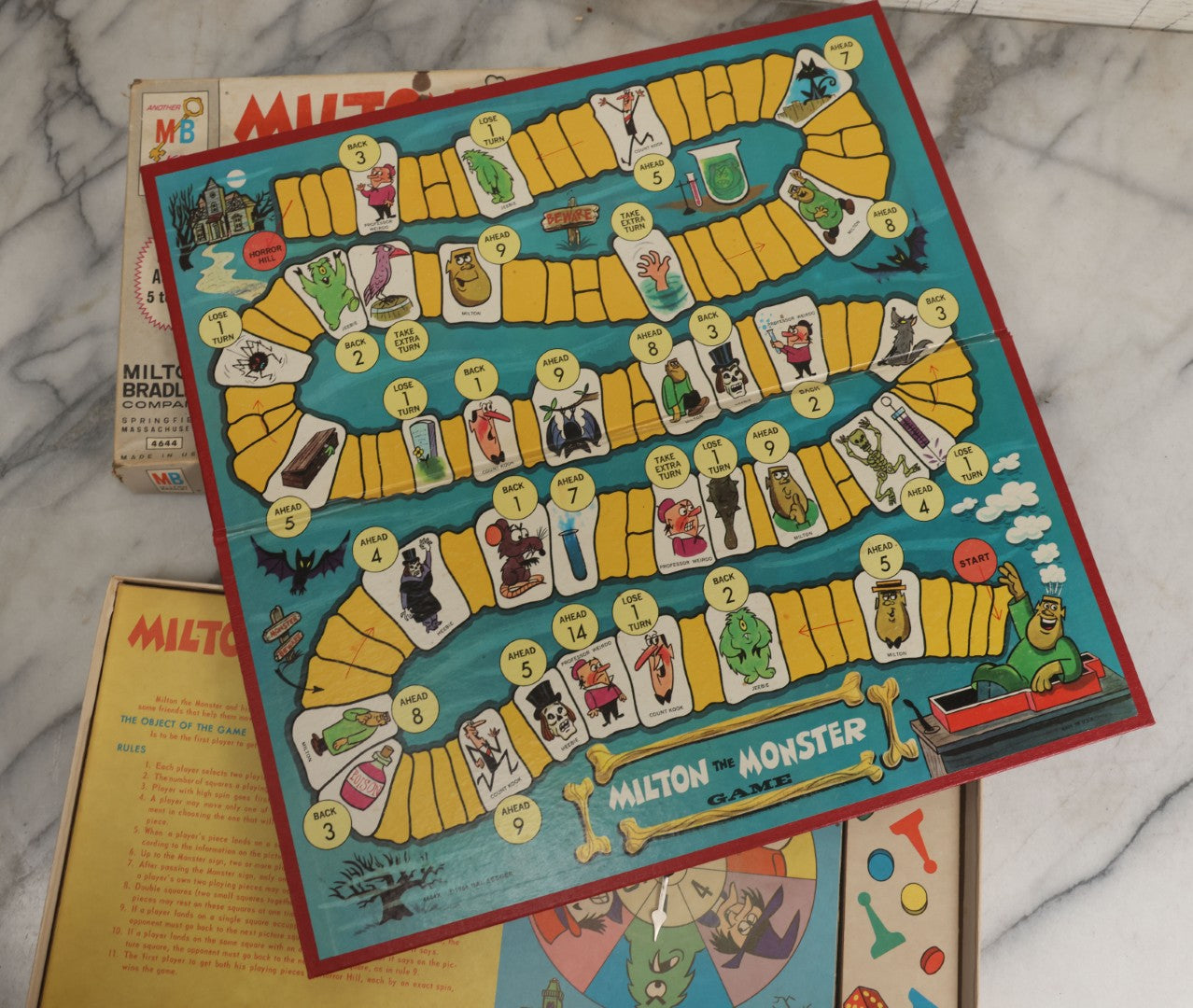 Lot 163 - Vintage "Milton The Monster Game" Board Game By Milton Bradley Company, No. 4644, Springfield, Massachusetts, Copyright 1966, With Board And Game Pieces