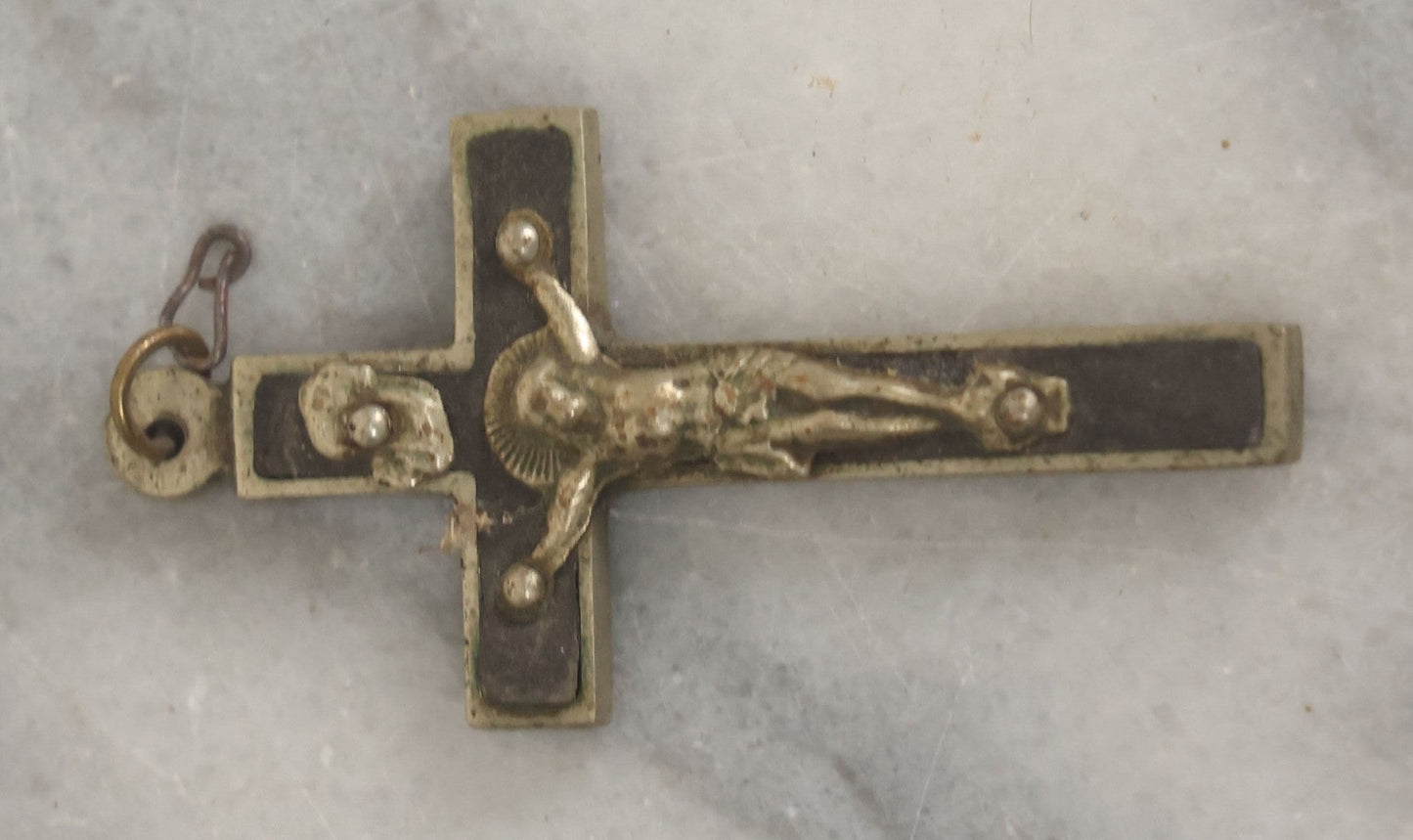 Lot 165 - Eight Piece Vintage Smalls Grouping Including Hoyt's Dime Cologne Bottle, Nixon New Penny Novelty, Ebony And Metal Crucifix, And Other Items