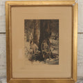 Lot 034 - Antique Hand Tinted Hunting Photograph With Hunting Dog Snowshoes And Rifle, Signed In Pencil Lower Left Homes "The Studio," Chocorua, New Hampshire, In Original Frame, 12-1/2" x 14-1/2"