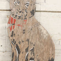 Lot 040 - Vintage Folk Art Hand Painted Black Cat With Red Bowtie Wood Lawn Ornament Cutout, With Remnants Of Original Paint, As Found