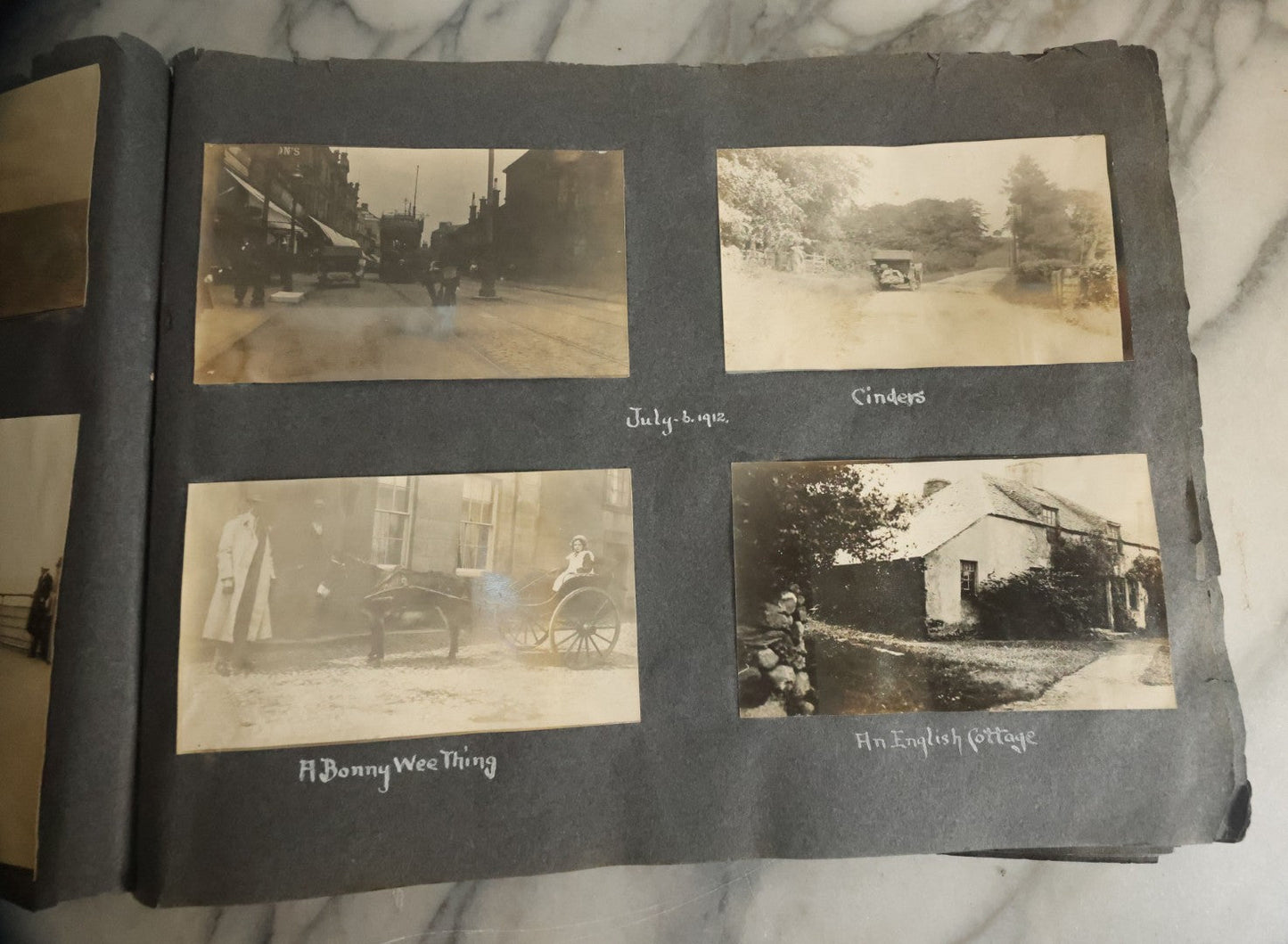 Lot 055 - Antique Snapshot Photo Album, Titled "Seeing Europe By Automobile, 1912" Well-Documented Album Containing 175+ Photographs Including Transatlantic Ocean Trip And Tour Of Europe With Dozens Of Handwritten Captions, Note Cover Detached