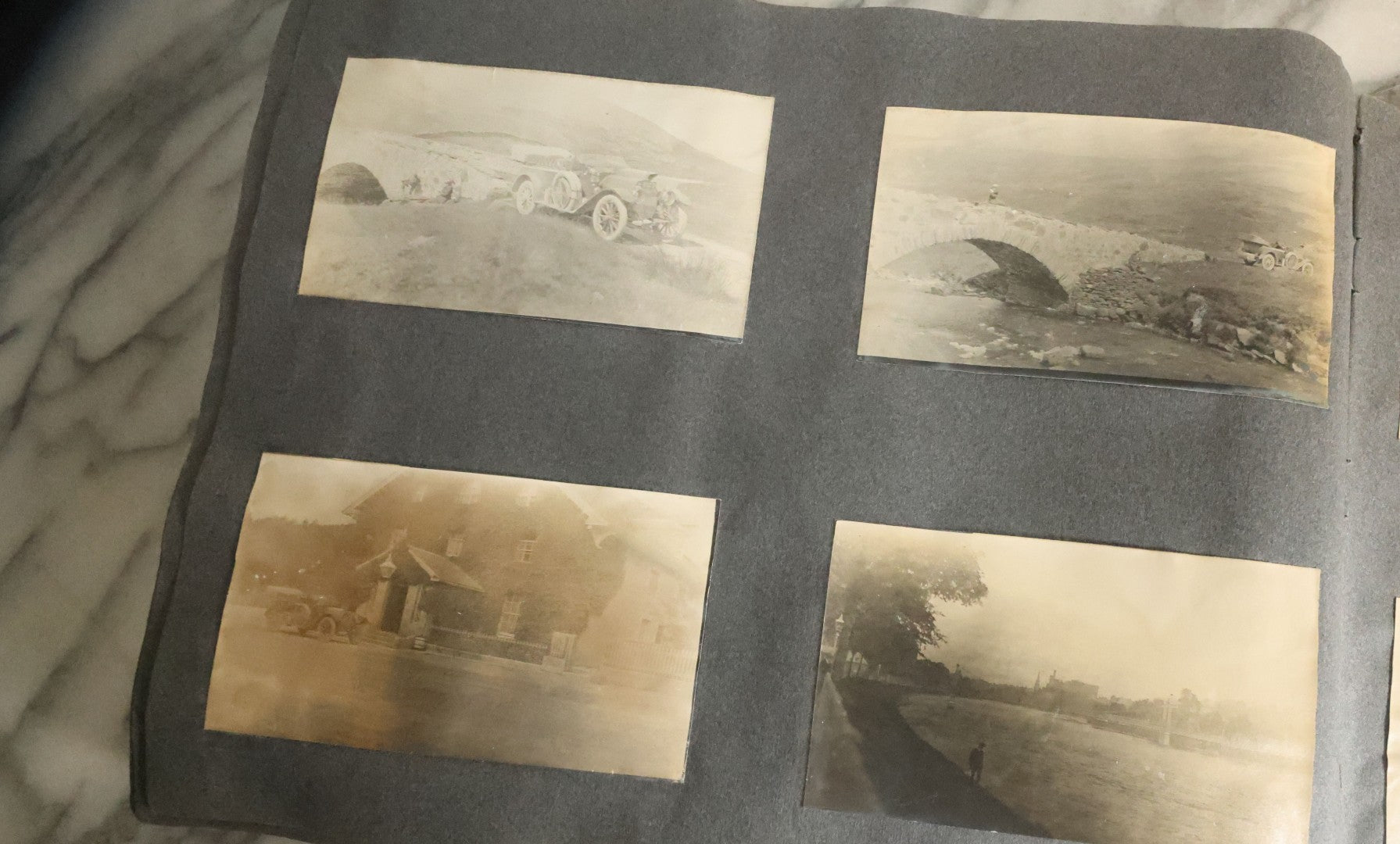 Lot 055 - Antique Snapshot Photo Album, Titled "Seeing Europe By Automobile, 1912" Well-Documented Album Containing 175+ Photographs Including Transatlantic Ocean Trip And Tour Of Europe With Dozens Of Handwritten Captions, Note Cover Detached