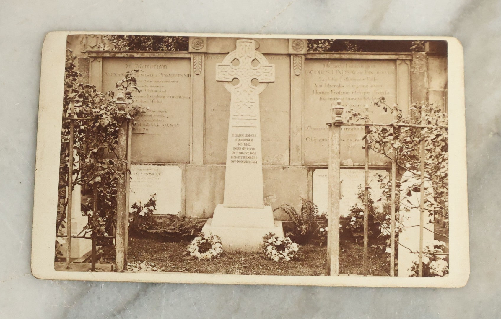 Lot 086 - Grouping Of Three Antique Carte De Visite C.D.V. Photographs Of White Cross Gravestones, Photographs By John Spence, Musselburgh, Scotland
