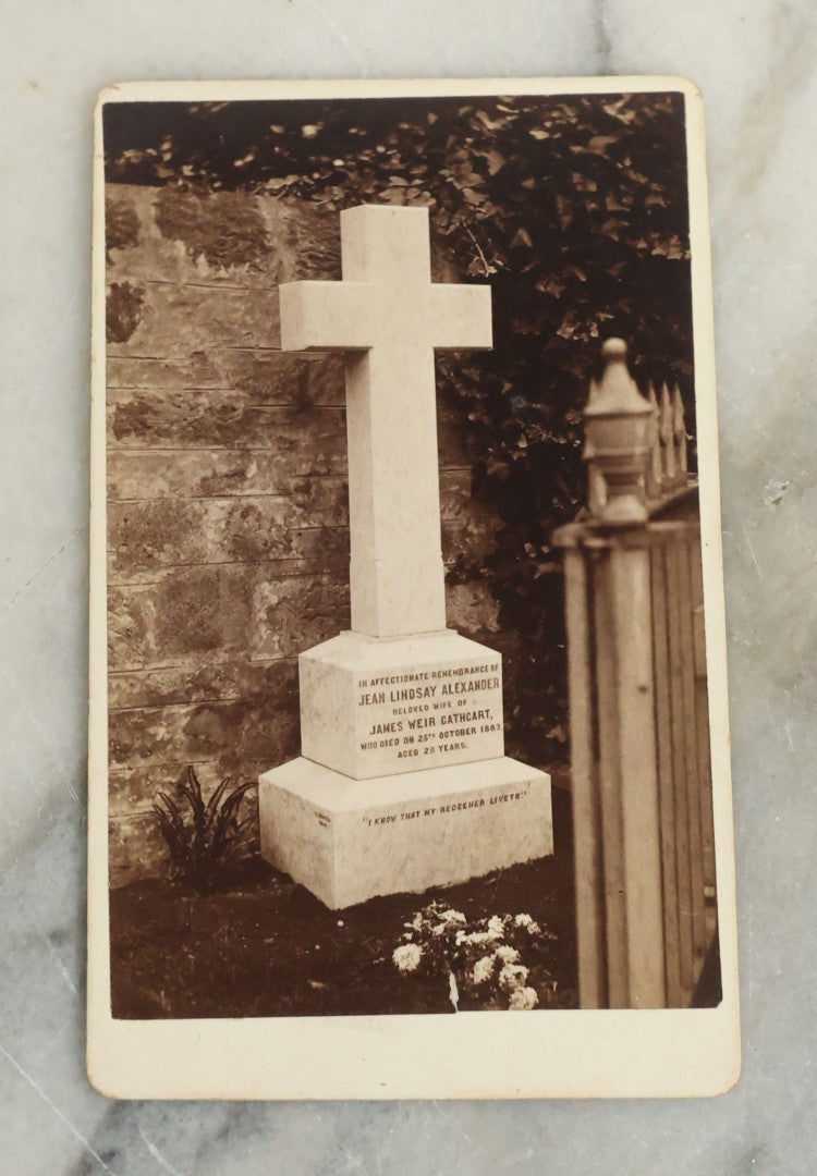 Lot 086 - Grouping Of Three Antique Carte De Visite C.D.V. Photographs Of White Cross Gravestones, Photographs By John Spence, Musselburgh, Scotland