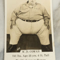 Lot 094 - Antique Real Photo Postcard R.P.P.C. Pitch Card Of W.D. Cowan, 741 Lbs. Aged 23 Years, 6 Feet Tall, World's Largest Human