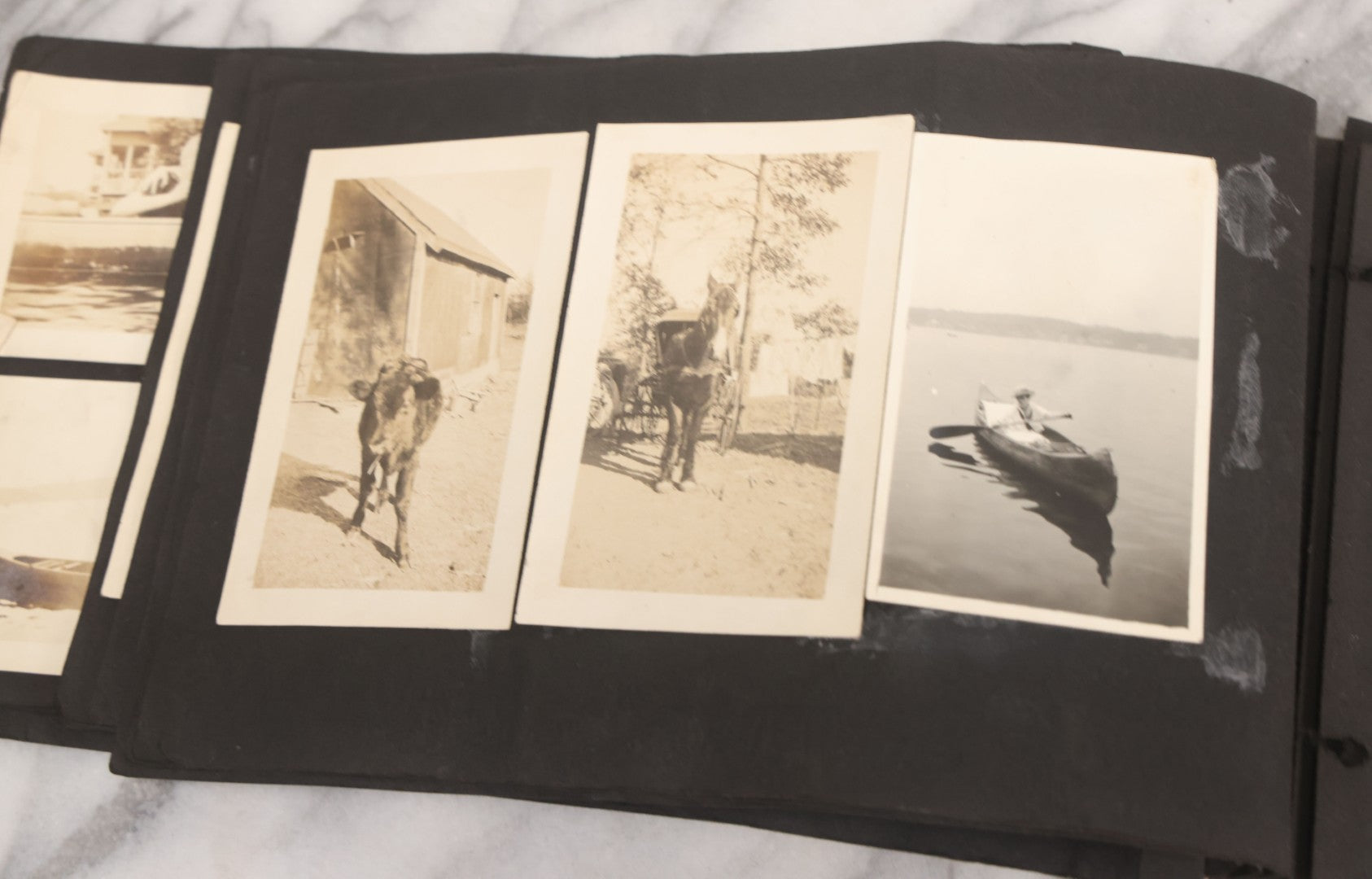 Lot 065 - Vintage Snapshot Photo Album With 95+ Photographs Of The Men And Women Of The 1920s Including Many Photos Of Lakeside Gatherings, Flappers, Swimsuits, And WWI Era Soldiers