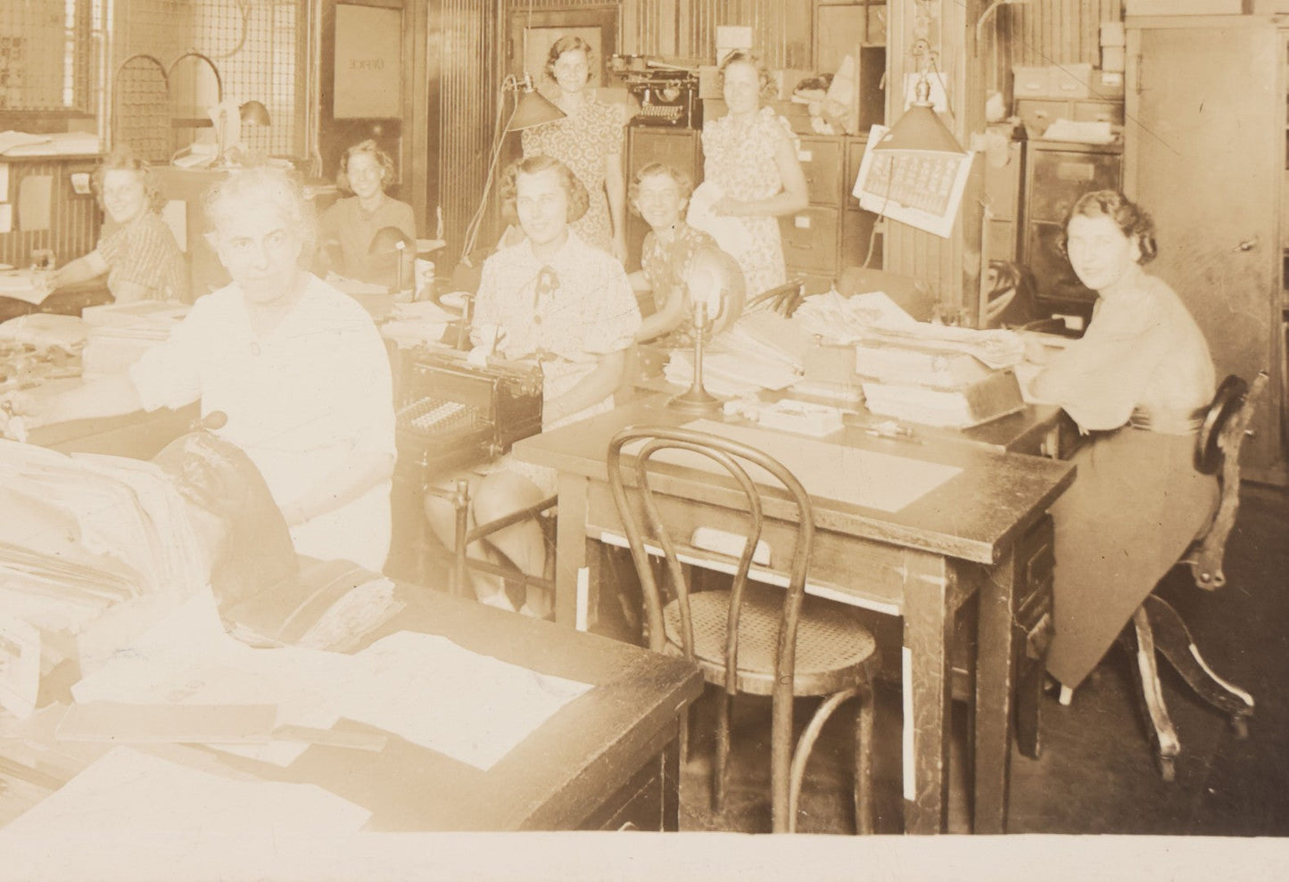 Lot 082 - Antique Boarded Occupational Photograph Of Women Office Workers In Office Of C.A. Grossework