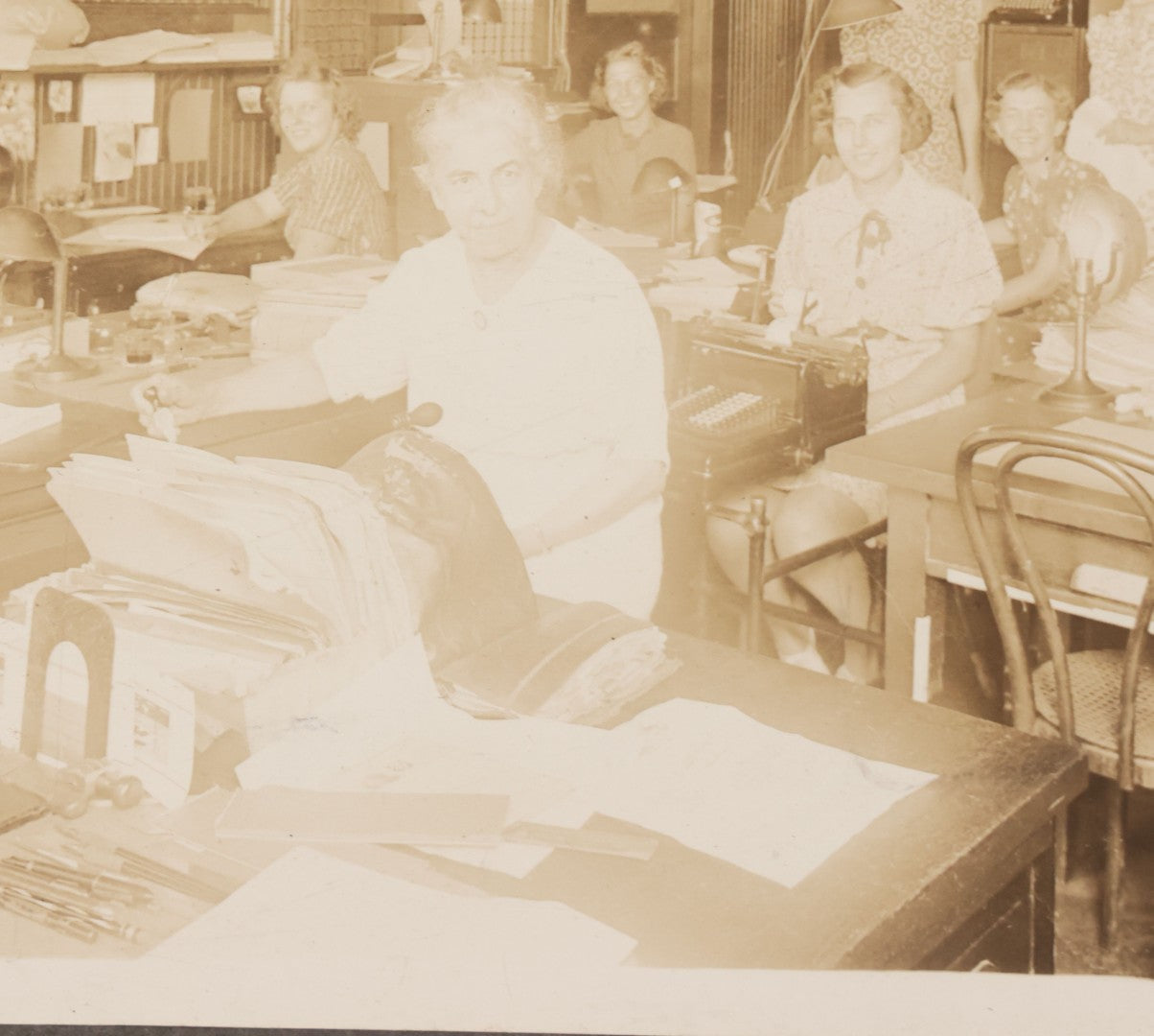 Lot 082 - Antique Boarded Occupational Photograph Of Women Office Workers In Office Of C.A. Grossework