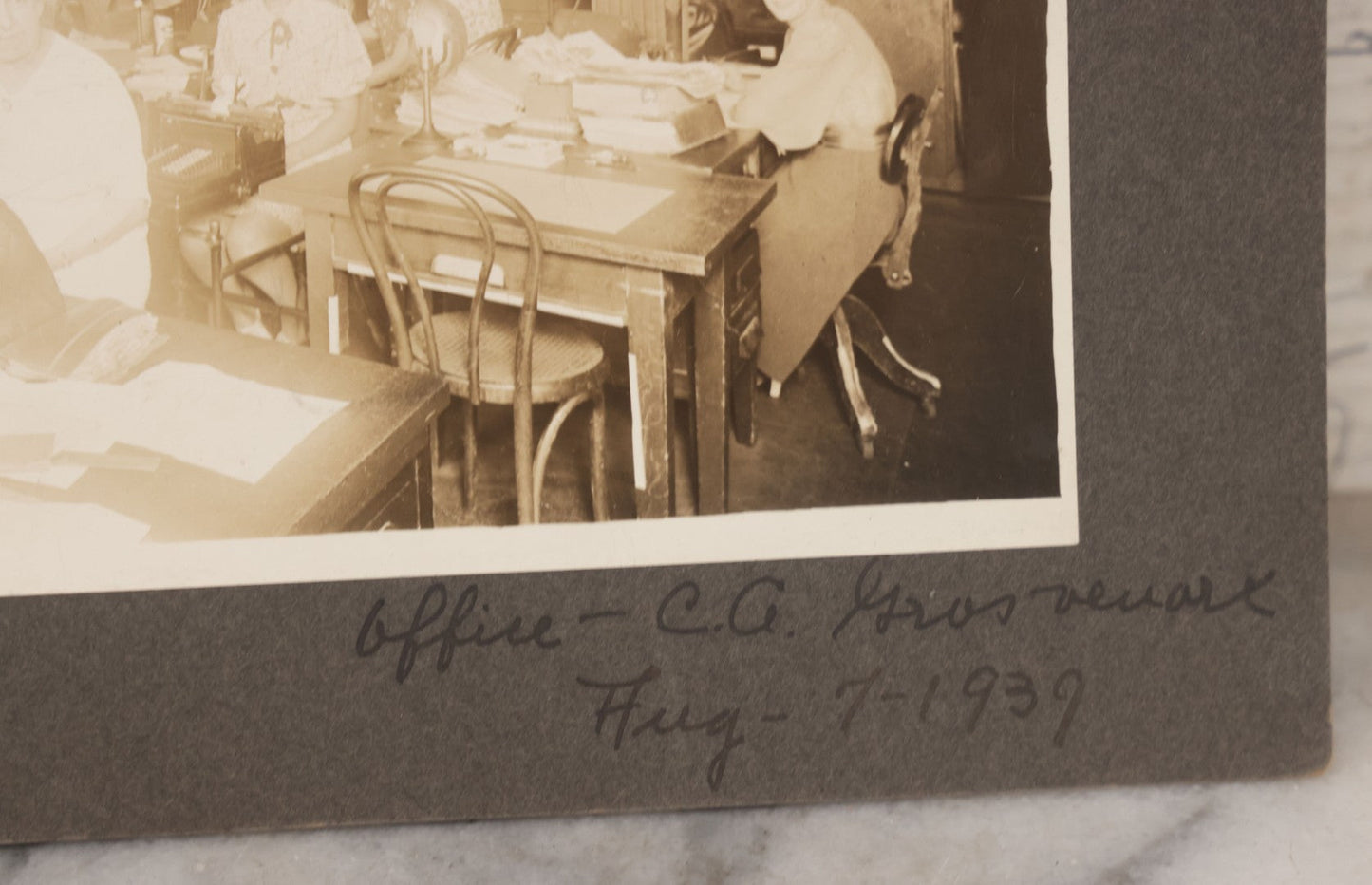 Lot 082 - Antique Boarded Occupational Photograph Of Women Office Workers In Office Of C.A. Grossework