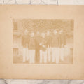Lot 092 - Antique Boarded Photograph Of Group Of Seven Men In Formal Dress, Likely Military Cadets, Insignia On Collar Says "B.H."