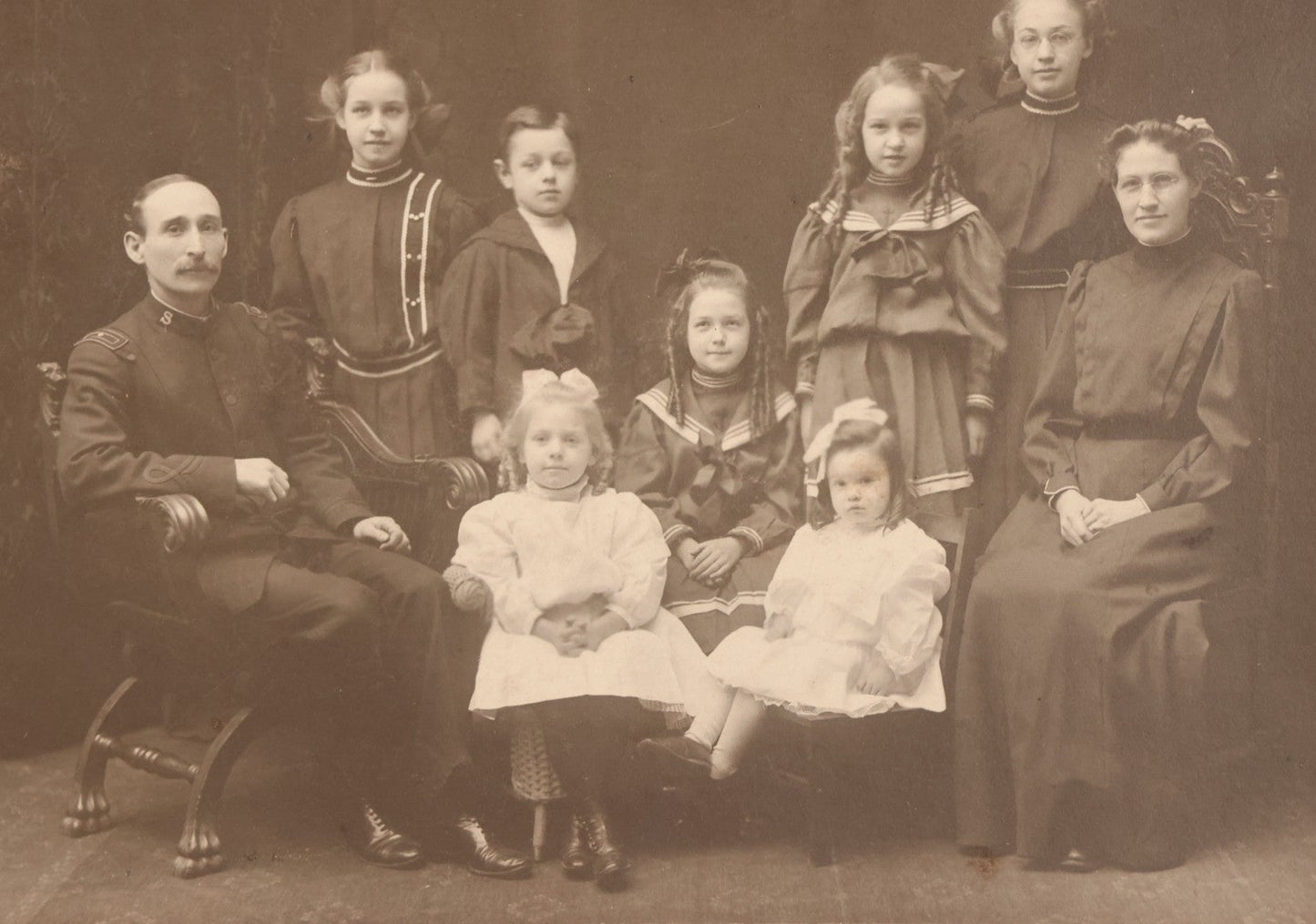 Lot 093 - Antique Boarded Photograph Of Man In Salvation Army Formal Uniform Seated With Family, J.E. Purdy & Co., Photographer, Boston