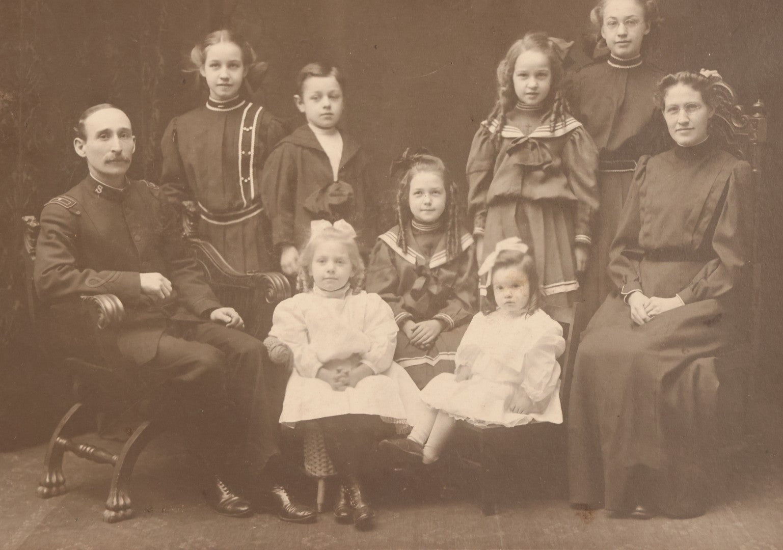 Lot 093 - Antique Boarded Photograph Of Man In Salvation Army Formal Uniform Seated With Family, J.E. Purdy & Co., Photographer, Boston