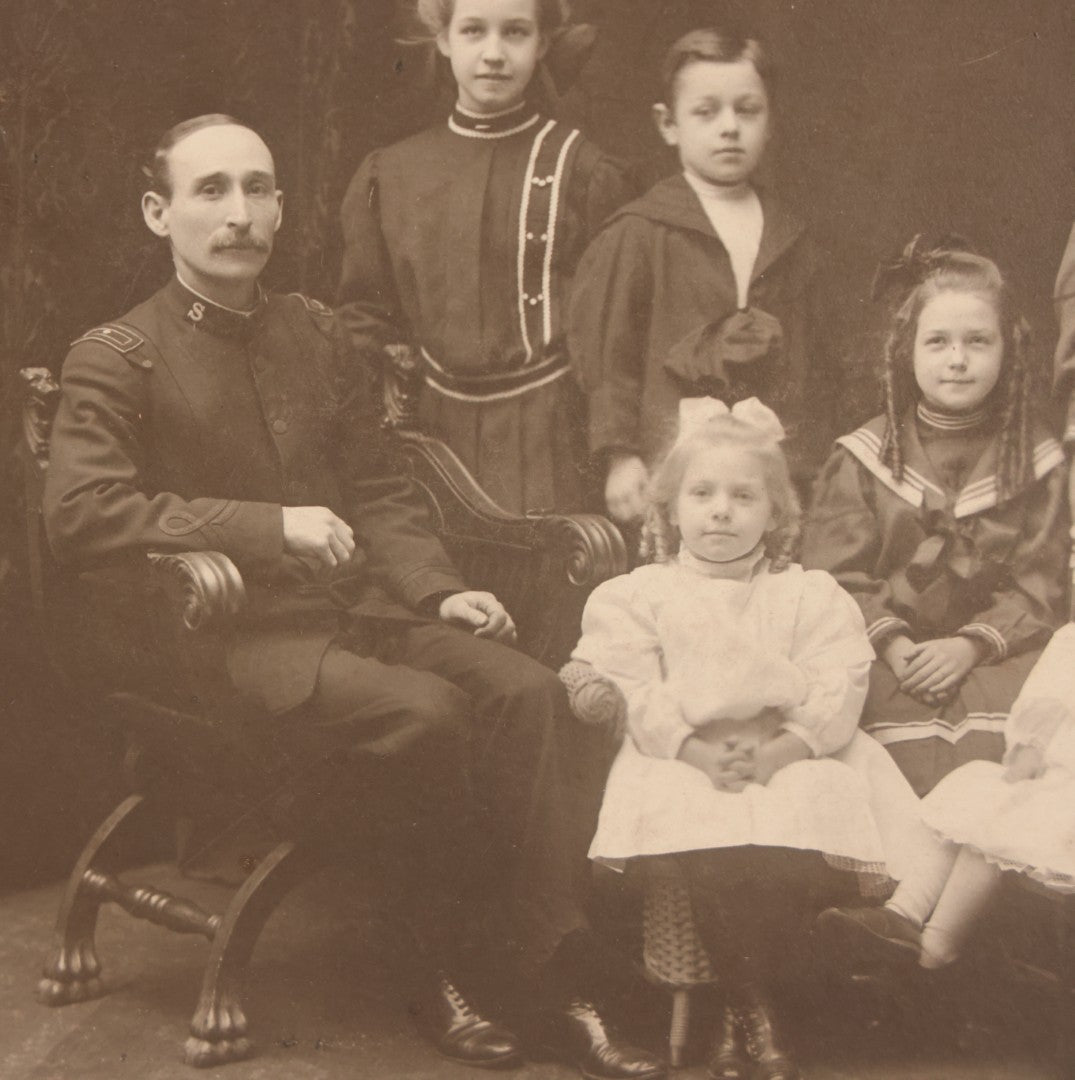 Lot 093 - Antique Boarded Photograph Of Man In Salvation Army Formal Uniform Seated With Family, J.E. Purdy & Co., Photographer, Boston