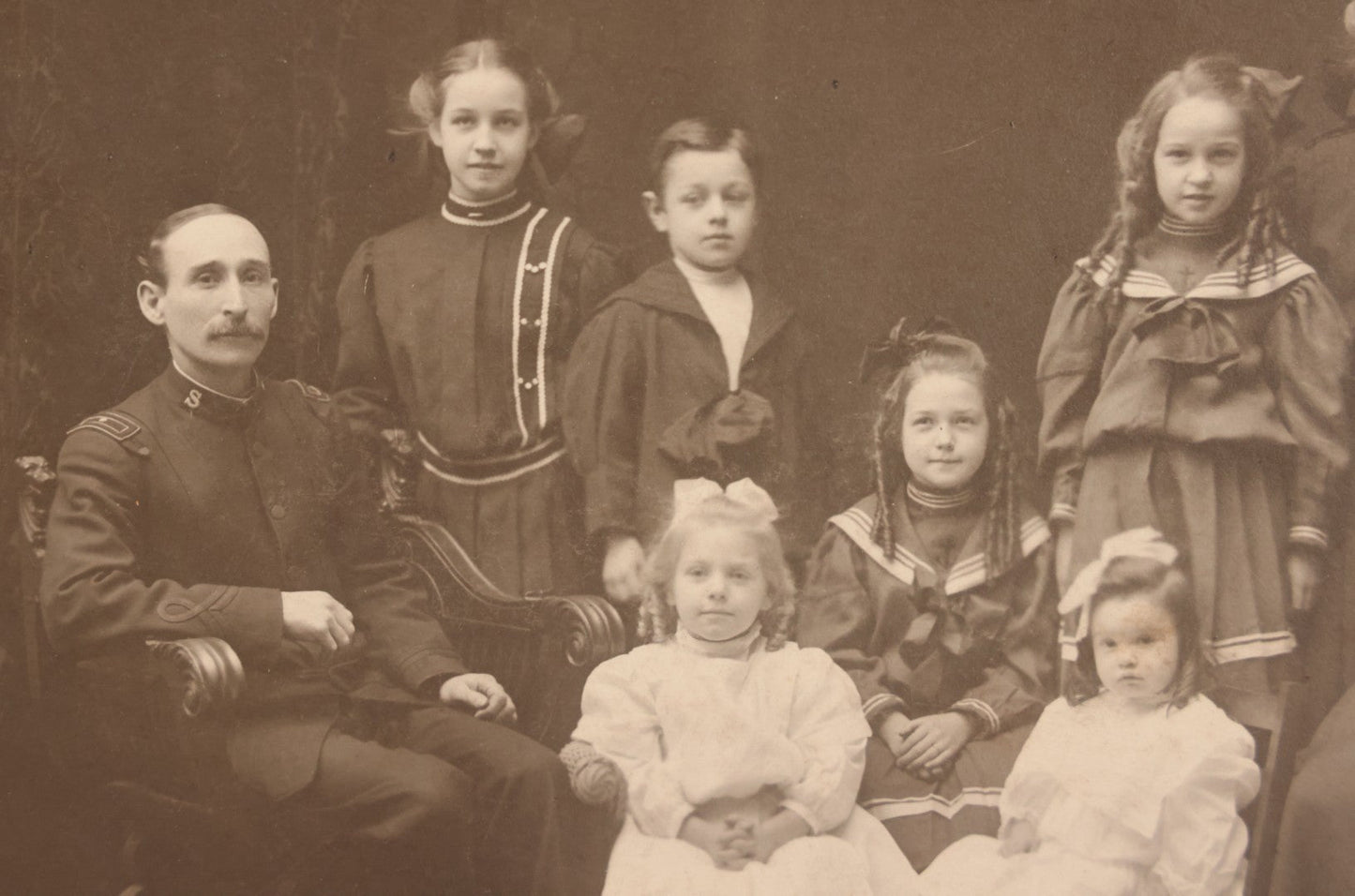 Lot 093 - Antique Boarded Photograph Of Man In Salvation Army Formal Uniform Seated With Family, J.E. Purdy & Co., Photographer, Boston