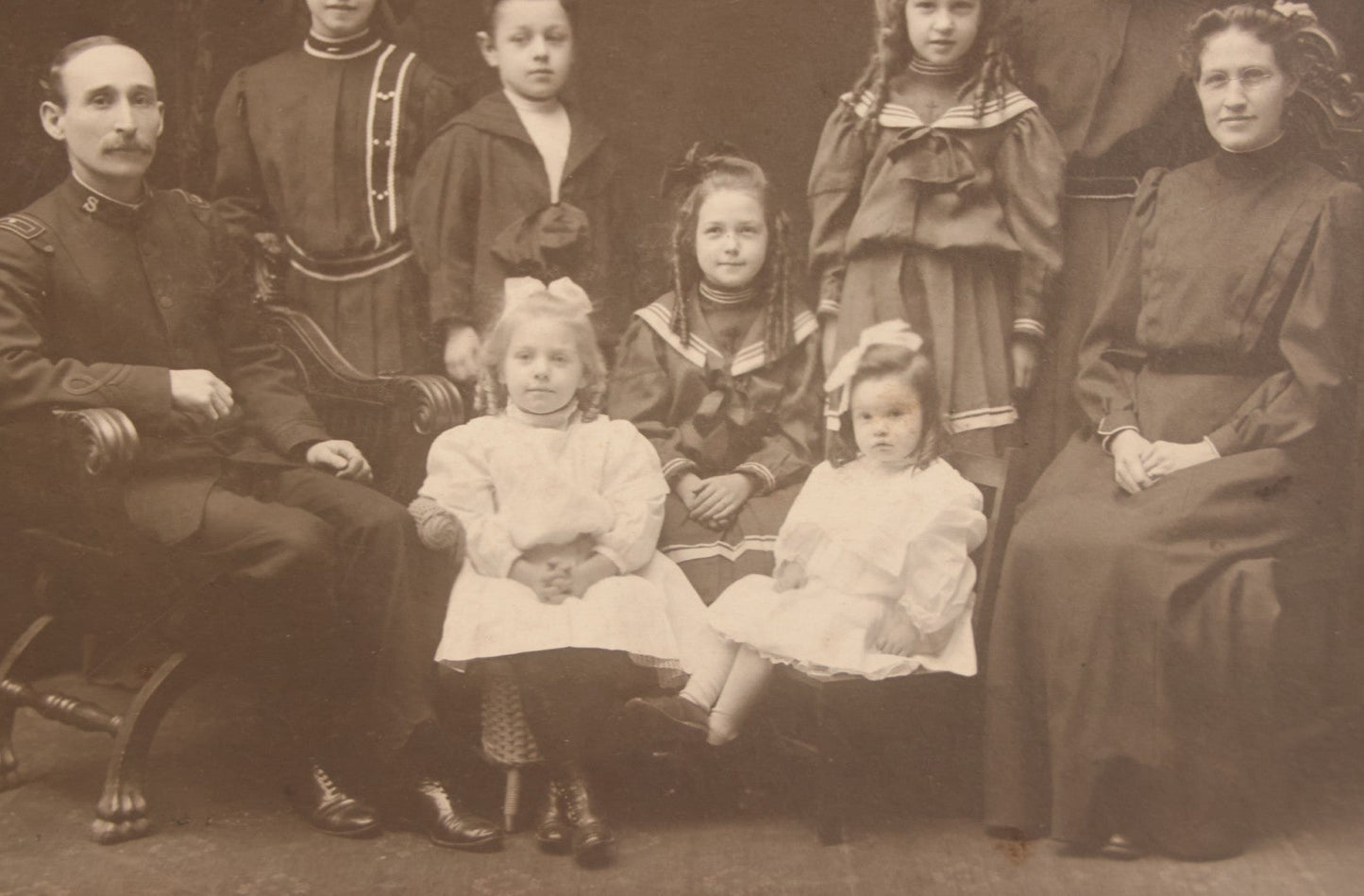 Lot 093 - Antique Boarded Photograph Of Man In Salvation Army Formal Uniform Seated With Family, J.E. Purdy & Co., Photographer, Boston