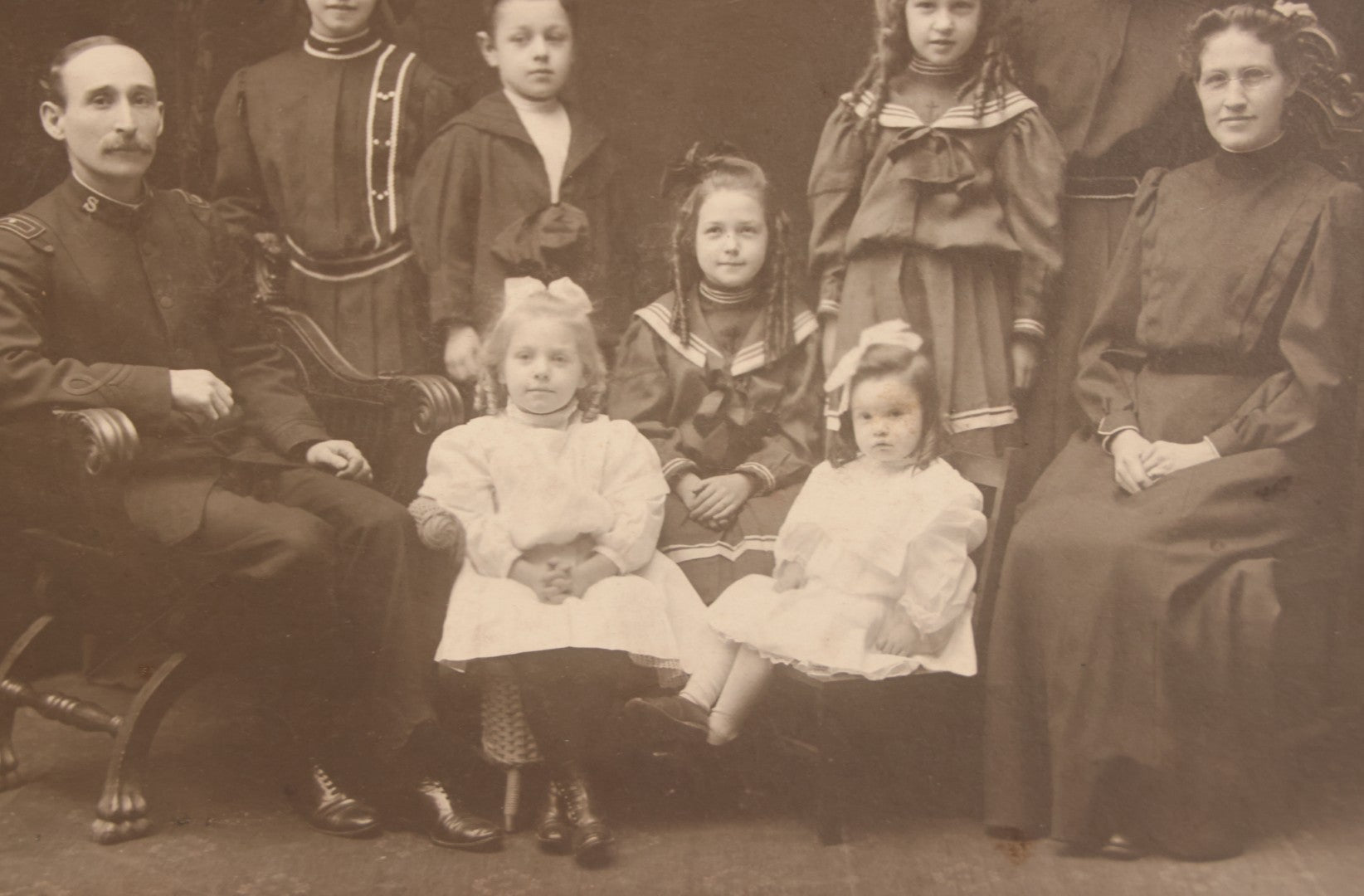 Lot 093 - Antique Boarded Photograph Of Man In Salvation Army Formal Uniform Seated With Family, J.E. Purdy & Co., Photographer, Boston