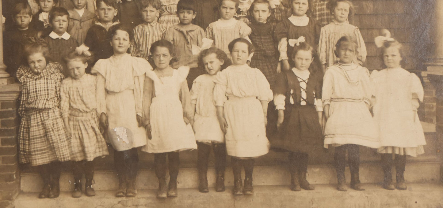 Lot 096 - Grouping Of Three Antique School Class Photos Including A Boarded Photograph Of Students And Their Teacher And Two Unmounted Photos Of The Integrated Upper Grades Of A Two Room Schoolhouse
