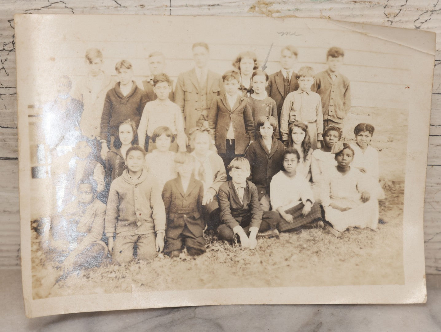 Lot 096 - Grouping Of Three Antique School Class Photos Including A Boarded Photograph Of Students And Their Teacher And Two Unmounted Photos Of The Integrated Upper Grades Of A Two Room Schoolhouse