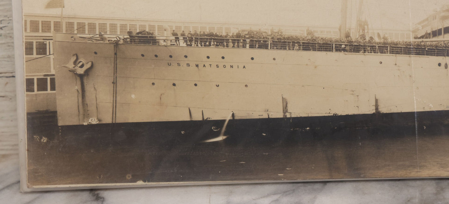 Lot 099 - Vintage Boarded "Yardlong" Photograph Of U.S.S. Matsonia And Her Crew, Holladay Photo, Newport News, Virginia