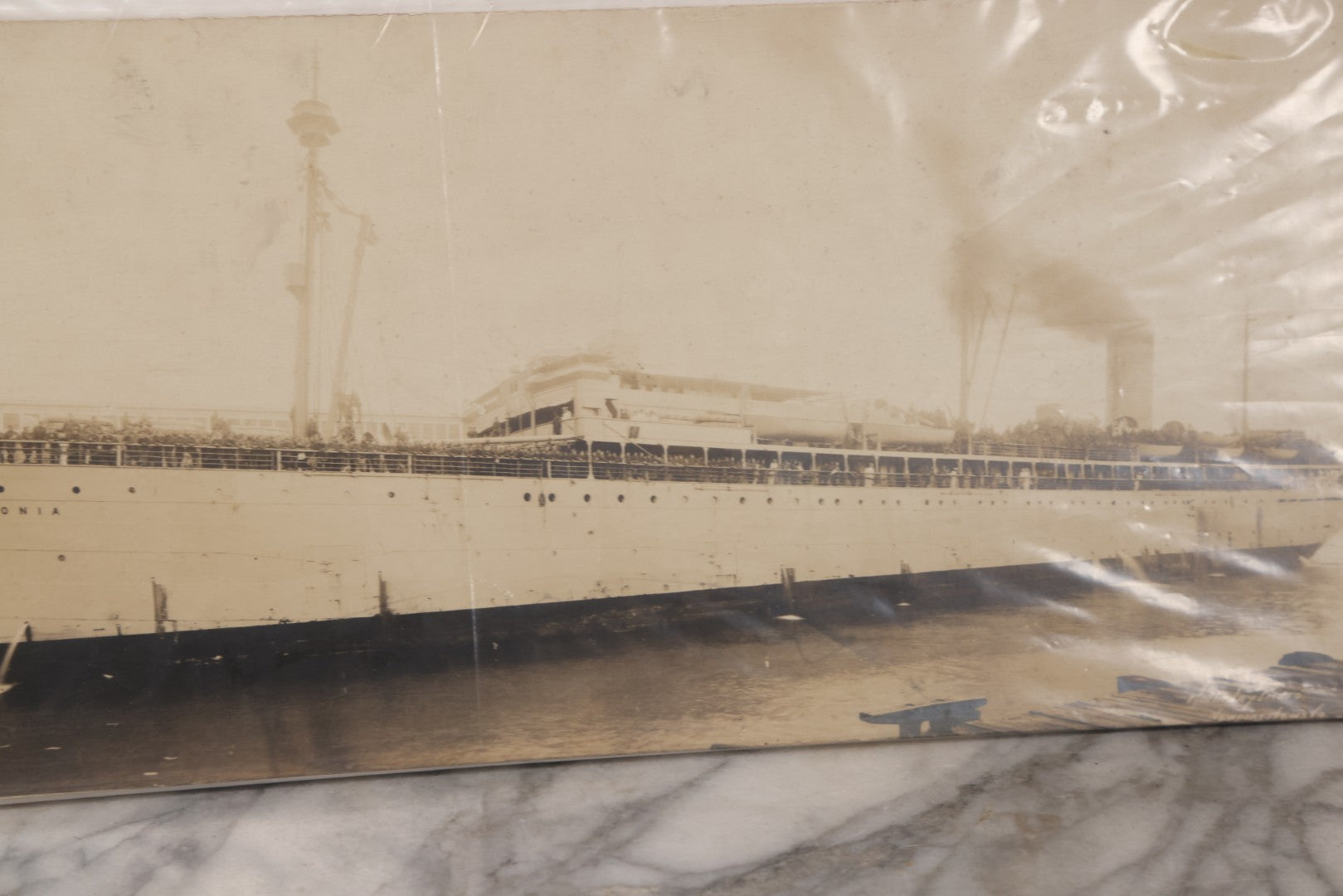 Lot 099 - Vintage Boarded "Yardlong" Photograph Of U.S.S. Matsonia And Her Crew, Holladay Photo, Newport News, Virginia