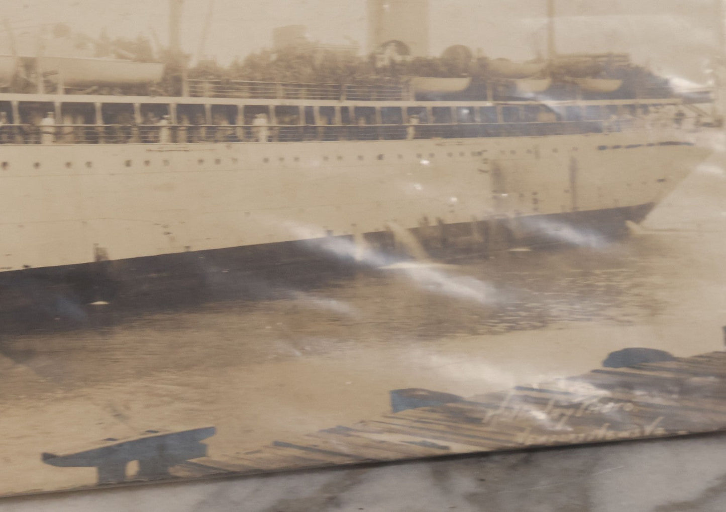 Lot 099 - Vintage Boarded "Yardlong" Photograph Of U.S.S. Matsonia And Her Crew, Holladay Photo, Newport News, Virginia