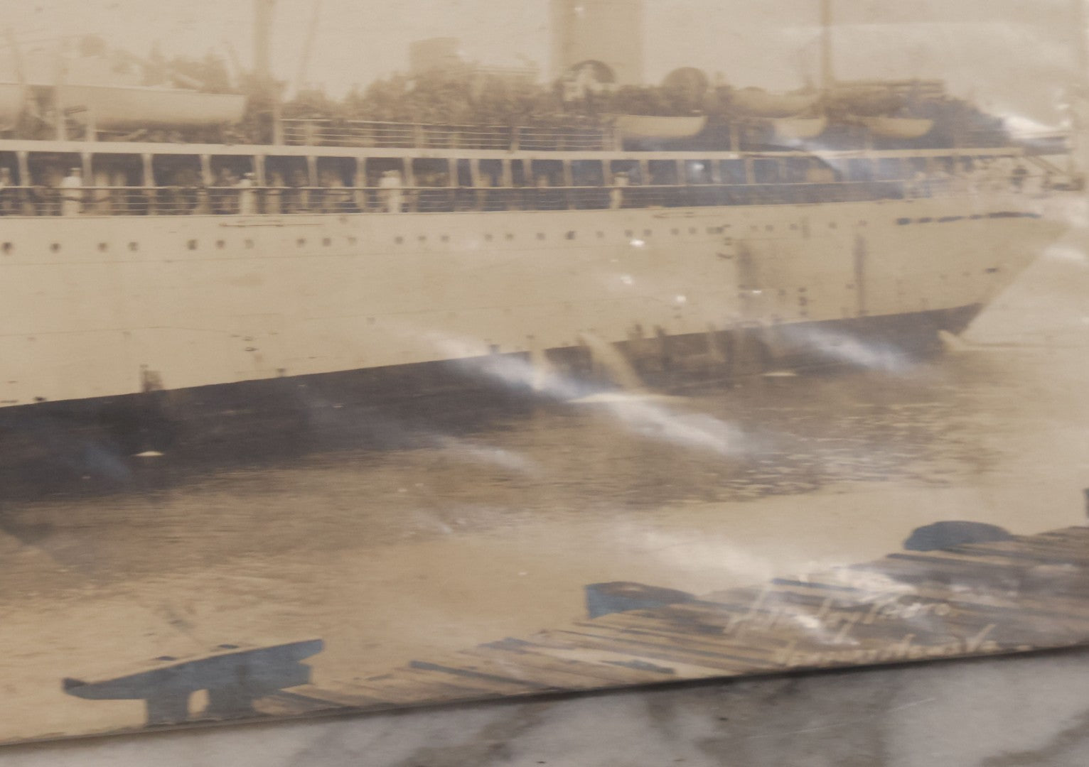 Lot 099 - Vintage Boarded "Yardlong" Photograph Of U.S.S. Matsonia And Her Crew, Holladay Photo, Newport News, Virginia