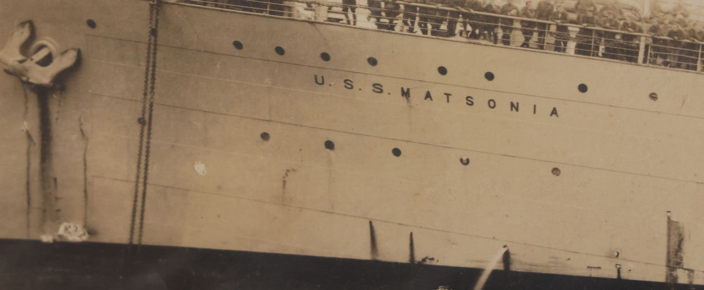 Lot 099 - Vintage Boarded "Yardlong" Photograph Of U.S.S. Matsonia And Her Crew, Holladay Photo, Newport News, Virginia