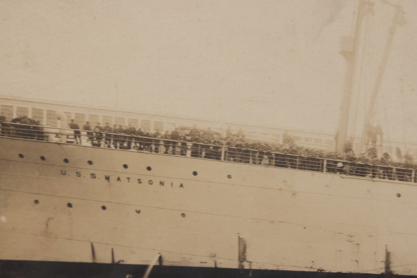 Lot 099 - Vintage Boarded "Yardlong" Photograph Of U.S.S. Matsonia And Her Crew, Holladay Photo, Newport News, Virginia