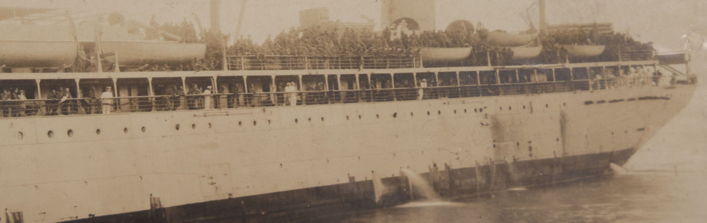 Lot 099 - Vintage Boarded "Yardlong" Photograph Of U.S.S. Matsonia And Her Crew, Holladay Photo, Newport News, Virginia