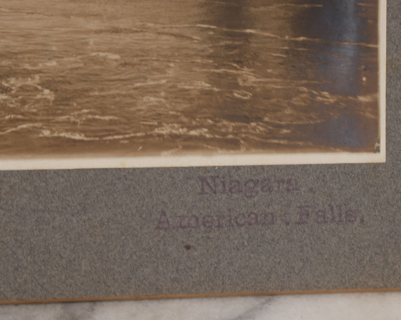 Lot 103 - Antique Boarded Photograph Of Niagara American Falls With Bridge And Buildings In Background