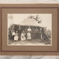 Lot 105 - Antique Boarded Photograph Of Three Generations Of Men Women And Children Posing Outside Of Tent, With Bicycle In Photo